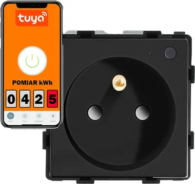 Produktbild von 230V Steckdosenmodul mit Stift und WLAN-Energiemessung, schwarz