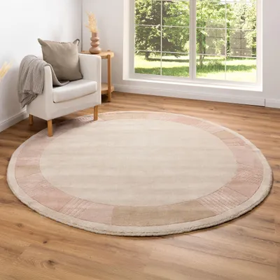 Produktbild von Steffensmeier Nepal Teppich Pokhara, rund, Neuseelandwolle, Farbe: Creme-Rose