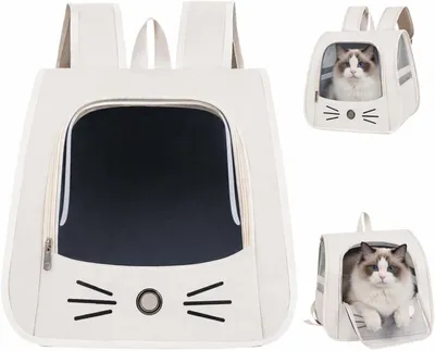 Produktbild von Hunde-Transportbox Tragbare und faltbare Katzentasche, atmungsaktiver und faltbarer Haustierrucksack, Katzenrucksack mit Netzfenster, für kleine Tiere