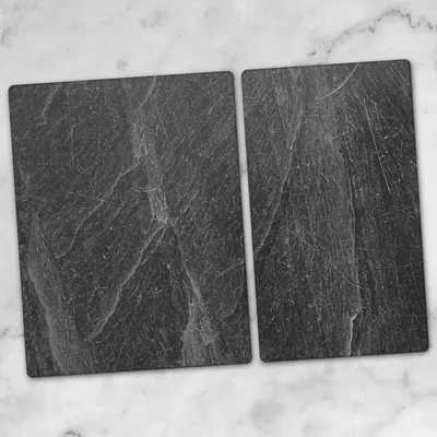 Produktbild von Glas-Herdabdeckplatten Glaskeramikkochfeld-Abdeckung Spritzschutz Glas 70x52 schwarzer Stein