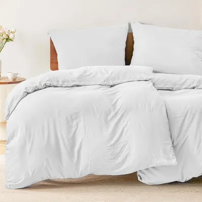 Imagen del producto de TRANKIELO® - Juego de cama de 4 piezas, 135x200 cm - Fundas de edredón de microfibra - Blanco - Certificado