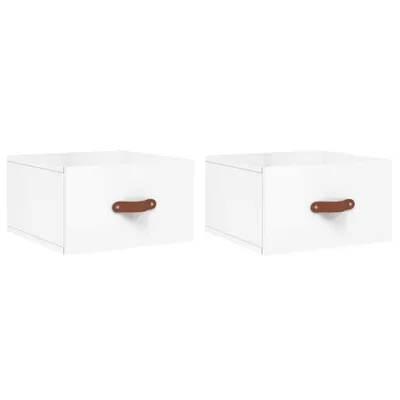 Image de vidaXL Tables de chevet murales 2 pcs. Blanc brillant 35x35x20 cm
