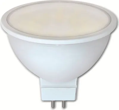 A single white LED spotlight bulb with two pins at the base, shown against a white background.