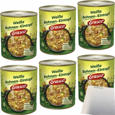 Produktbild von Erasco weiße Bohneneintopf 6er Pack (6x800g) + usy Block