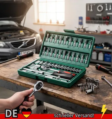 Produktbild von 46-teiliges Antriebssteckschlüsselsatz 1 4 Zoll Ratschenschlüssel-Set