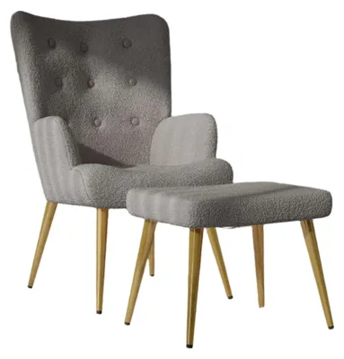Produktbild von Loungesessel - Ohrensessel - Sessel mit Fußhocker - Mit Teddy-Bezug - Ergonomisches Design