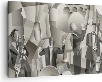 Produktbild von Bild auf Leinwand - Leinwandbild - Jazz Musik Musiker - 70x50cm - Wand Bild - Wanddeko - Wandbilder - Leinwanddruck - Bilder - Kunstdruck - Wanddekoration - Leinwand bilder - Wandkunst - AA70x50-4119