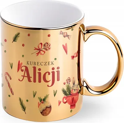 Image de Tasse cadeau de Noël avec le prénom de l'enfant en doré + votre propre prénom