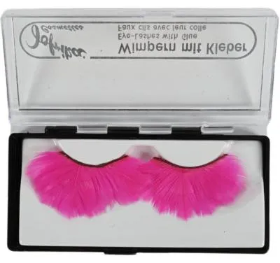 Produktbild von Jofrika Cosmetics künstliche Wimpern Federn Neon Pink 9,5 cm B-Wahl VE500 | 50 Stück