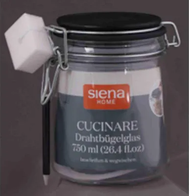 Produktbild von Drahtbügel-Glas "Cucinare" 750 ml mit Stift & Schwamm