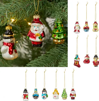 Produktbild von 12 x Baumschmuck aus Glas zum Hängen ca. 5 cm Baumhänger Glas Christbaumschmuck Weihnachtsbaumschmuck