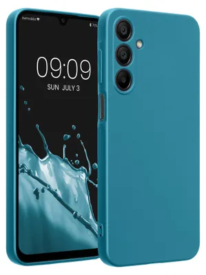 Produktbild von kwmobile Handyhülle für Samsung Galaxy A16 5G Hülle - weiche Silikon Case metallisch schimmernd - Schutzhülle Cover - Metallic Karibikblau