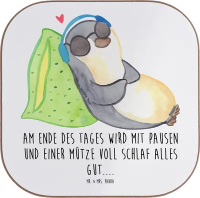 Produktbild von Mr. & Mrs. Panda Tassen Untersetzer Pinguin PEM - Weiß - Geschenk, Glas, Gläser, für, Tischuntersetzer, gläseruntersetzer, Coaster, Fatigue