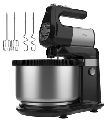 Handmixer mit Schüssel, 500 W, 4 l Edelstahl, Doppelrotation