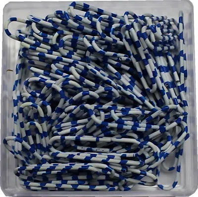 Produktbild von Briefklammern ZEBRA, Weiß-Blau, kunststoffüberzogen, 28 mm, rund, Dose à 100 Stück