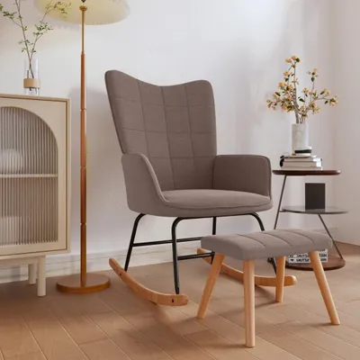 Produktbild von CLORIS Schaukelstuhl mit Hocker Stoff Taupe, 12,2 kg