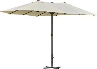 Image de Parasol de jardin - Double parasol - 4,55 x 2,65 m - Hydrofuge - Avec manivelle - Ivoire