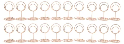 Produktbild von 20 Stück Tischnummernständer, rund geformt, stabil, galvanisiertes Metall, weit verbreitet, Tischkartenhalter für Hochzeit, Party, Büro, Roségold