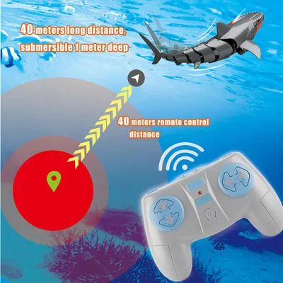 Immagine prodotto di Squalo giocattolo telecomandato 2,4 GHz RC simulazione per piscina bagno vasca parco acquatico regalo bambini ragazzi ragazze