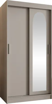 Produktbild von MIRJAN24 Kleiderschrank Selfie 100, Schwebetürenschrank mit zwei Kleiderstangen, Garderobe (Farbe: Cashmere, Größe: 100 cm, mit Schubladen)