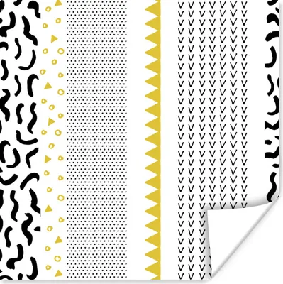 Produktbild von MuchoWow® Poster Gelb - Schwarz - Weiß - Muster 100x100 cm - Babyzimmer
