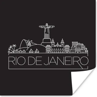Produktbild von MuchoWow® Poster Stadtbild ''Rio de Janeiro'' auf schwarzem Hintergrund 100x100 cm - Babyzimmer