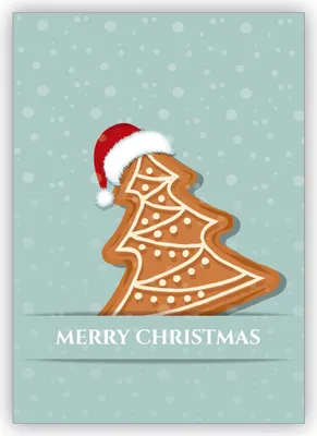 Produktbild von 4x Süße Weihnachtskarte mit Santa Plätzchen im Schnee: Merry Chistmas