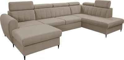 Produktbild von MIRJAN24 Wohnlandschaft Forio XL, Eckcouch mit Bettkasten und Schlaffunktion, Einstellbare Kopfstützen, Schwarze Metallfüße (Farbe: Paros 02 Seite: Links)