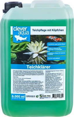 Produktbild von CleverAqua Teichklärer 6000ml Sofortwirkung gegen grünes & trübes Wasser bindet Verschmutzungen und Algen im Teich