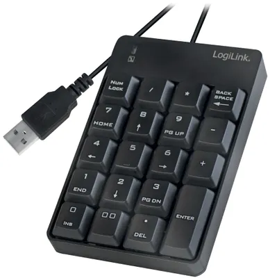 Produktbild von LogiLink USB Nummernblock kabelgebunden 19 Tasten schwarz