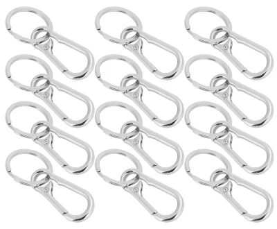 Image de Lot de 12 porte-clés en alliage : antirouille, indéformables, surface brillante, à accrocher aux clés, au portefeuille, à la fermeture éclair ou à la ceinture