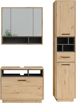 Obrázek produktu pro Koupelnový nábytek Vicco Beatrice Dub Artisan/antracit 3 díly s vysokou jednotkou, Model 55789