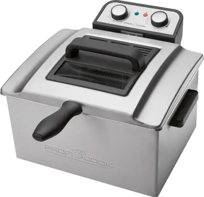 Produktbild von ProfiCook PC-FR 1038 Doppelfritteuse mit 2 kleinen und einem großen Frittierkorb, 5 Liter Kapazität, Edelstahlgehäuse, 3000 Watt