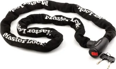 Immagine prodotto di Lucchetto a catena per moto Master Lock, lunghezza 2 m, maglie in acciaio temprato da 10 mm, serratura con chiave integrata