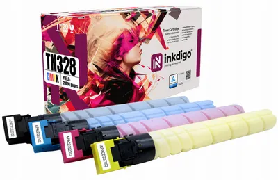 Produktbild von Inkdigo Tonerset TN328 für Minolta Bizhub C250i, C300i, C360i – CMYK,, KI-generiertes Bild