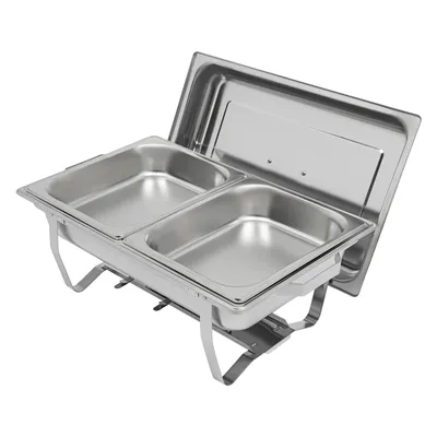 Obrázek produktu pro Ohřívač na bufet, objem 6 litrů, ohřívač jídla, chafing dish, sada na bufet, obdélníkový, stříbrný