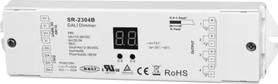 Produktbild von SR-2304B DALI-2 LED Controller, 4-Kanal, 12-36V DC, 4×5A, DT6, Push DIM, für LED Streifen