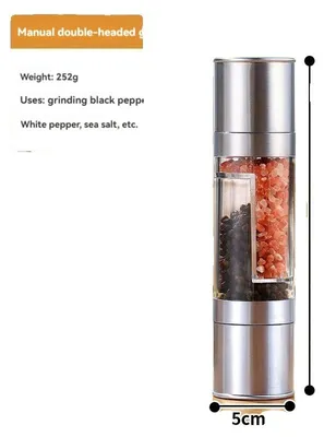 Obrázek produktu pro Mlýnek na sůl a pepř, keramický mlýnek s nastavitelnou hrubosti, kompaktní design, světle šedá barva