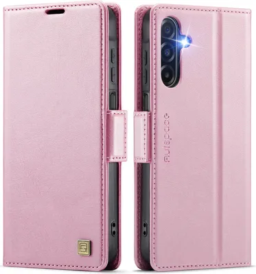 Produktbild von Lederhülle für Samsung Galaxy A17 5G/4G, RFID Schutz Handyhülle mit Magnetverschluss, Kartenfächern und Ständer Pink