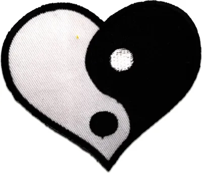 Produktbild von Yin Yang Symbol Herz - Aufnäher, Bügelbild, Aufbügler, Applikationen, Patches, Flicken, Zum Aufbügeln, Größe: 8,7 x 7,5 cm