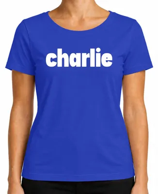 Imagen del producto de Camiseta para mujer, diseño "Charlie", con la inscripción "Charlie Kirk", para protesta, color azul, talla L
