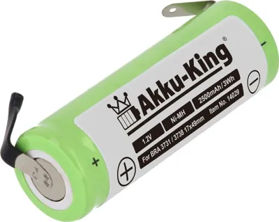 Produktbild von Akku-King 20110954, Akku für elektrische Zahnbürste, Braun, Grün, Weiß, Braun Oral-B Professional Care 8000, 8300, 8500, 9500, Oral-B Triumph 4000, Triumph 5000, Triumph..., 49 mm, 1,7 cm