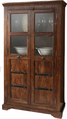 Produktbild von BOMBAY Vitrine mit Holz- und Glastüren, 3 Einlegeböden