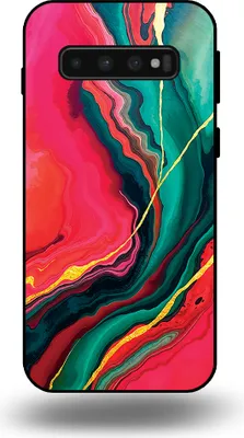 Produktbild von Smartphonica Telefon Fall geeignet für Samsung Galaxy S10 mit rot grün Marmor Print - TPU Backcover Fall rot grün Marmor Design