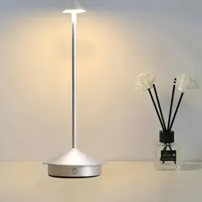 Produktbild von LED Nachttischlampe Kabellose Dimmbare LED Tischleuchte Tischlampe,Stufenloses Dimmen in drei Farben,Tragbare USB Aufladbar kabellose lampe,Silber