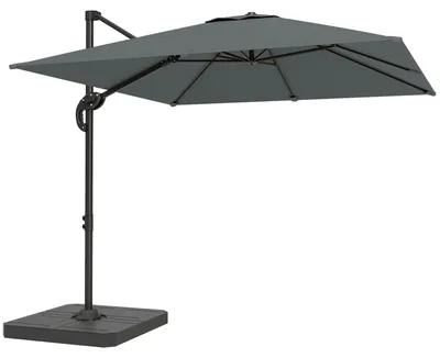 Produktbild von Alu Ampelschirm Ø244cm Sonnenschirm mit Kurbel Ständer Wasserabweisend 360° drehbar Dunkelgrau