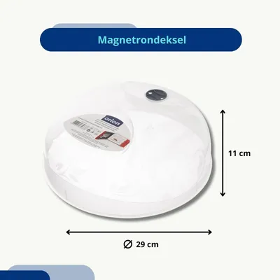 Imagen del producto de Tapa de plástico para microondas, con un diámetro de 29 cm y una altura de 11 cm, ideal para la cocina