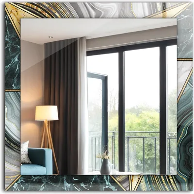 Produktbild von Bedruckter Spiegel - Wandspiegel - Dekorativer - Modern - 60x60 cm - Abstrakte Geometrische Muster