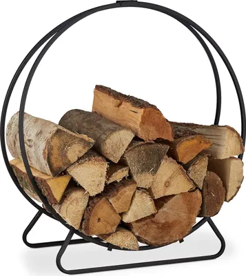 Image de relaxdays 10028773_0 relaxdays Kaminholzkorb schwarz 61,0 x 26,0 x 65,0 cm