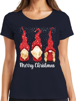 Produktbild von Merry Christmas schwedische Weihnachten - Gnome Weihnachtsgeschenk Christmas Damen T-Shirt, Navy, 3XL